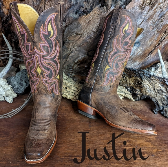 Justin Boots Shoes Justin Punchy Antique Brown Vintage Goat Cowboy
